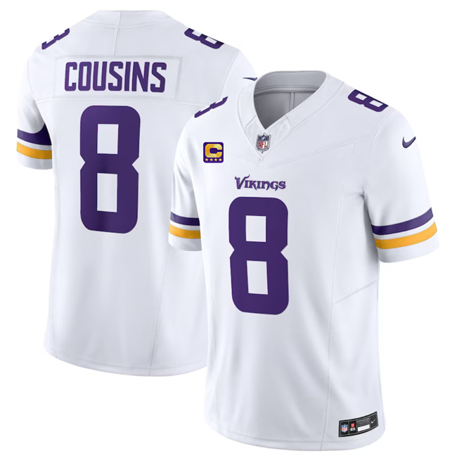 Men's Minnesota Vikings #8 Kirk Cousins White 2023 F.U.S.E. With 4-Star C Patch Vapor Untouchable Limited Football Stitched Jersey